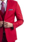 3 piece True Red Slim Fit Men's Suit with Vest Set