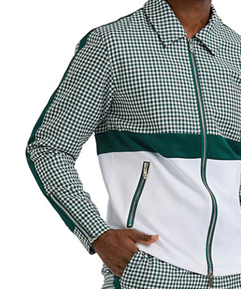 Houndstooth Dress Casual Track Suit Green