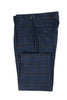 Tiglio Luxe Blue with Brown Windowpane Semi-Wide Leg Wool Marbella Dress Pants TL8101