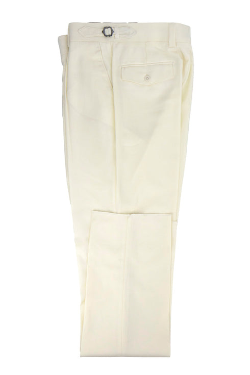 Tiglio Luxe Offwhite Semi-Wide Leg Wool Marbella Dress Pants