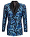 Empire Collection - Slim Fit Turquoise Paisley Pattern Double Breasted Blazer