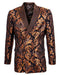 Empire Collection - Slim Fit Rust Paisley Pattern Double Breasted Blazer