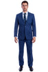 Men's Two Button Modern Fit Linen Look Summer Suit in Medium Blue