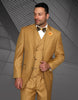 Mens 2 Button Classic Fit Pleated Pant Suit with Double Breasted Vest in Camel