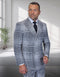 Statement Confidence Super 200's Italian Wool Plaid Double Breasted Suit in Natural