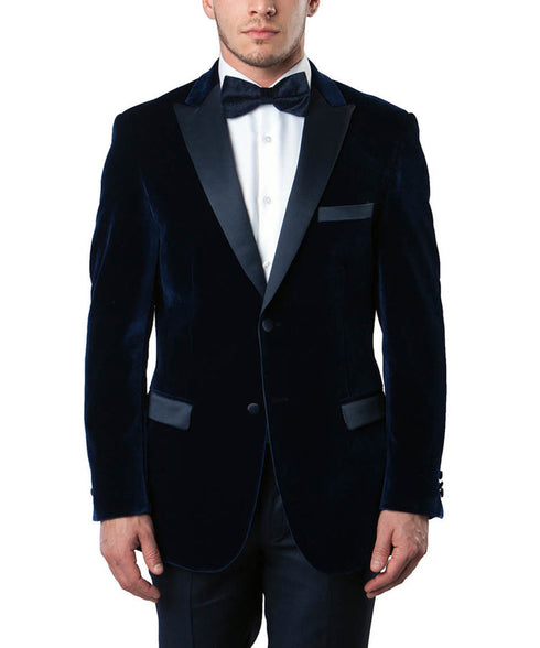 Navy 2-Button Men's Velvet Jacket