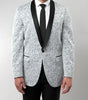 Sliver Slim Fit Floral Pattern Blazer Satin Shawl Collar