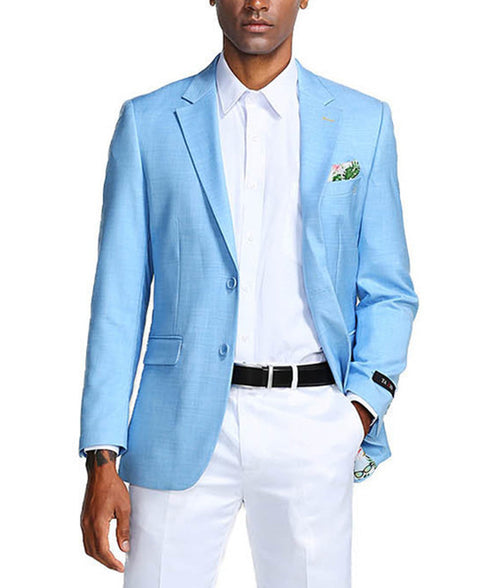 Sky Blue Slim Fit 2 Button Blazer