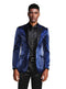 Navy Blue Formal Slim Fit Satin Peak Lapel Jacket