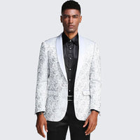Silver Gray Tuxedo - Grey Prom Slim Fitted Pattern Suit