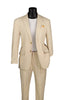 Tan Linen Blend Modern Fit Notch Lapel 2 Piece Suit