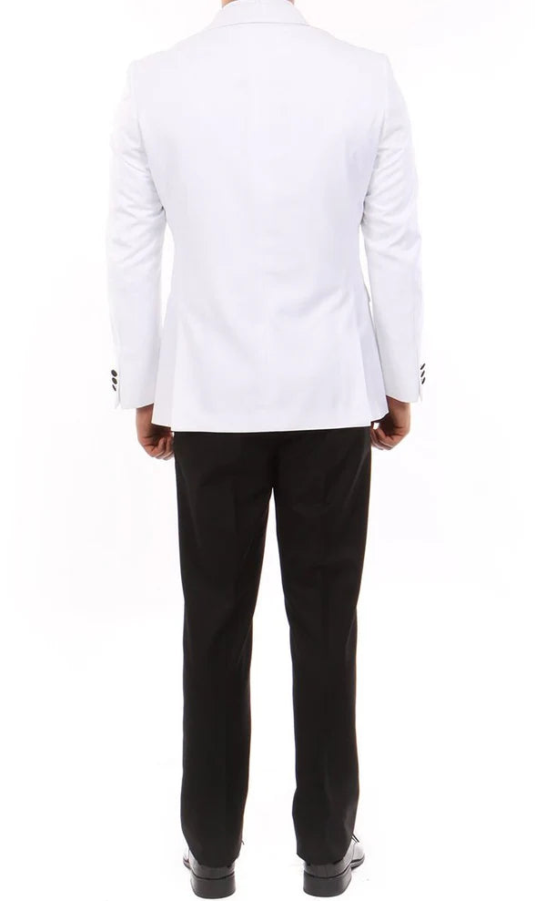 Black and White Trimmed Two Toned  Tuxedo or Peak lapel 100% Wool main image 1