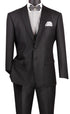 Birdseye Pattern Modern Fit 3 Piece Black Suit with Black Trim