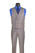 Blue Modern Fit Windowpane Peak Lapel 3 Piece Suit