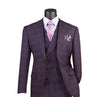 (54L Blazer) Purple Modern Fit Windowpane Jacket and Vest