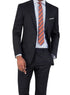Men's Modern Fit 2 Piece Wool Suit Pinstripe Black
