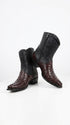 Men’s Black Cherry Caiman Tail Crocodile Boots, European Toe Exotic Western Dress Boots LAB-76B0118
