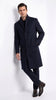 Men’s Navy Blue Bravo Top Overcoat, 4 Button Wool Blend Formal Winter Dress Coat