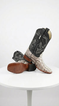 Natural Python Square Toe Boots