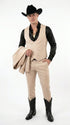 Mens Light Beige Western 3-Piece Suit – Cowboy Tuxedo with Shawl Lapel