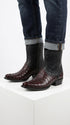 Men’s Black Cherry Caiman Tail Crocodile Boots, European Toe Exotic Western Dress Boots LAB-76B0118