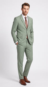 Vanderbilt Collection Men’s Sage 2 Piece Suit, Classic 2 Button Formal Wedding Business Dress Suit