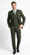 Men’s Olive Windowpane Plaid Suit, 2 Button Formal Suit with Double Breasted Vest