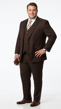Men’s Brown Tone on Tone Pinstripe Suit, Classic Fit Formal Wedding Business Suit