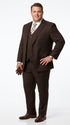 Men’s Brown Tone on Tone Pinstripe Suit, Classic Fit Formal Wedding Business Suit