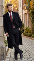 Men’s Black Chesterfield Overcoat, Full Length Wool and Cashmere Dress Coat
