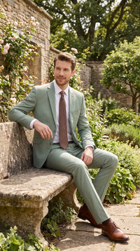 Vanderbilt Collection Men’s Sage 2 Piece Suit, Classic 2 Button Formal Wedding Business Dress Suit