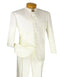 Pleated Dress Men Suits - Mens Classic 8 Button Mandarin Ivory Collar Suit