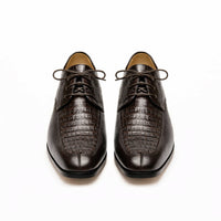 Marco Di Milano Men's Brown Caiman Lizard Derby Shoes Toluca