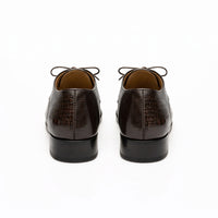 Marco Di Milano Men's Brown Caiman Lizard Derby Shoes Toluca