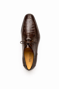 Marco Di Milano Men's Brown Caiman Lizard Derby Shoes Toluca