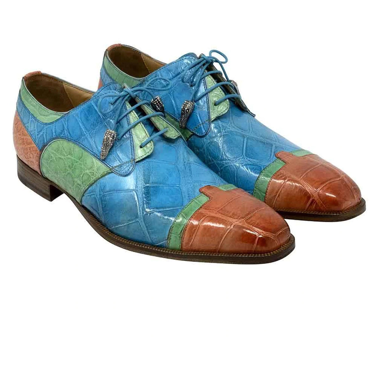Mens Mauri Stephen Tri Color Alligator Dress Shoe in Blue  display picture 1