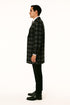 Men's Black and White Windowpane Plaid Overcoat – Classic Full Length Wool Blend Dress Coat