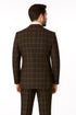 Men's Brown Plaid Double-Breasted Wool Suit – Classic Windowpane Two-Piece Formal Suit By Rossiman
