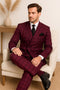 Men's Burgundy Plaid Double-Breasted Suit – Classic Windowpane Formal Two-Piece Suit By Rossiman