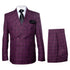 Men's Burgundy Plaid Double-Breasted Suit – Classic Windowpane Formal Two-Piece Suit By Rossiman