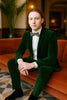 Men’s Emerald Green Velvet Suits – Slim Fit Tuxedo for Weddings, Prom, and Red Carpet Events