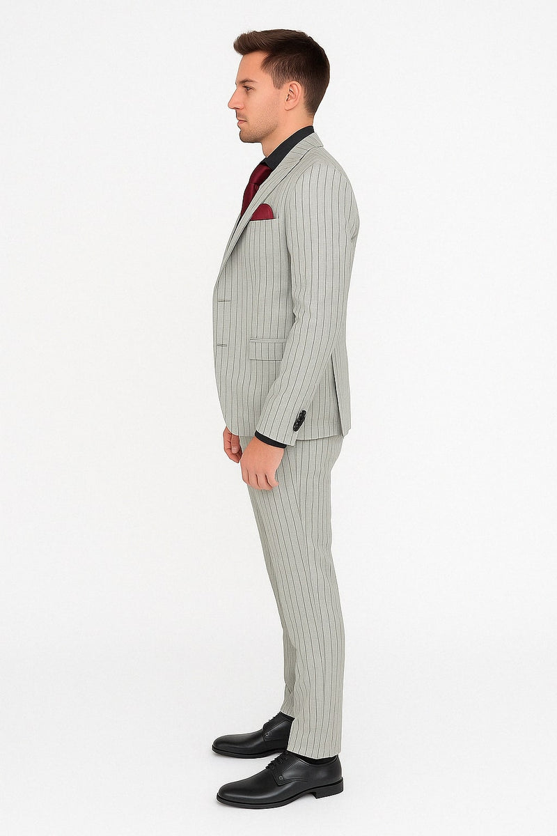 Grey Wool Men's 3-Piece Slim Fit Suit - Peaky Blinders 1920s Style - Custom Made/Tailored Sizes Available