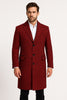 Men’s Red and Black Houndstooth Overcoat – Classic Wool Long Coat - Christmas Tartan Coat