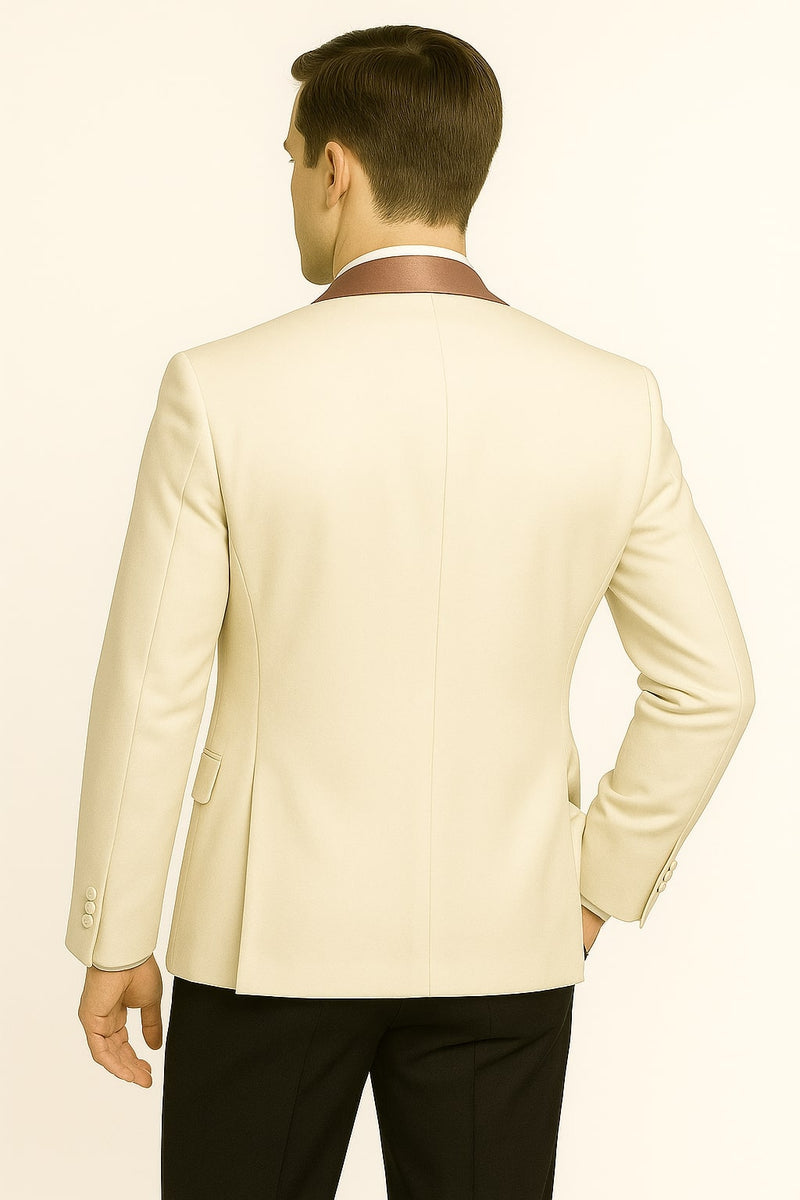Men's White and Rose Gold Tuxedo with Mauve Satin Vest and Bow Tie  E   OvercoatUSA