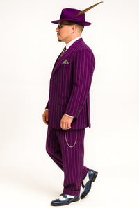 Purple Pinstripe Zoot Suit 3 Piece 1920s/1930s Gangster Outfit (Jacket and Pants and Vest) Vintage Fashion