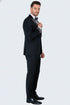 Men's Black and White Silver Embellished Tuxedo Suit + Bowtie 3-Piece Formal Wedding, Prom, and Gala Outfit
