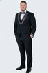 Men's Black and White Silver Embellished Tuxedo Suit + Bowtie 3-Piece Formal Wedding, Prom, and Gala Outfit