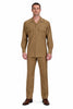 Mens Luxury Caramel Wool Two-Piece Leisure Walking Suit