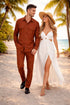 Mens Luxury Copper Wool Two-Piece Leisure Walking Suit