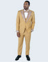 Men's Gold Embellished Tuxedo Suit + Bowtie – Slim Fit Jacket, Vest and Tailored Pants